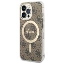 Guess Bundle Pack MagSafe 4G - Zestaw etui + ładowarka MagSafe iPhone 13 Pro Max (brązowy/złoty)