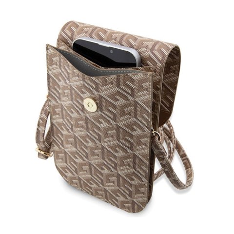 Guess GCube Stripe Phone Bag - Torba z przegrodą na smartfona (brązowy) Guess GCube Stripe Phone Bag - Torba z przegrodą na smartfona (brązowy)