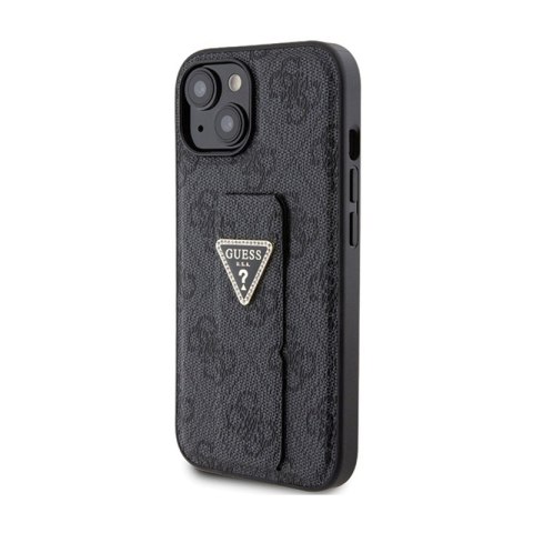Guess Grip Stand 4G Triangle Strass Logo - Etui iPhone 15 (czarny) Guess Grip Stand 4G Triangle Strass Logo - Etui iPhone 15 (czarny)