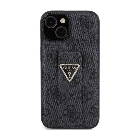 Guess Grip Stand 4G Triangle Strass Logo - Etui iPhone 15 (czarny) Guess Grip Stand 4G Triangle Strass Logo - Etui iPhone 15 (czarny)