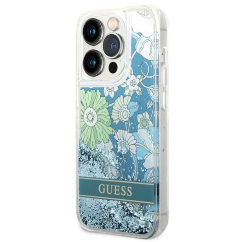 Guess Liquid Glitter Flower - Etui iPhone 14 Pro Max (zielony) Guess Liquid Glitter Flower - Etui iPhone 14 Pro Max (zielony)