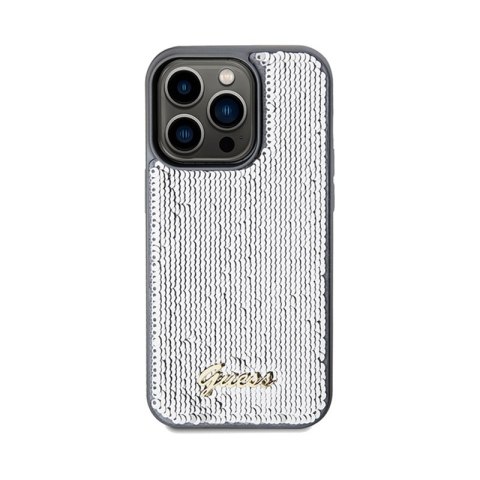Guess Sequin Script Metal - Etui iPhone 14 Pro (srebrny) Guess Sequin Script Metal - Etui iPhone 14 Pro (srebrny)