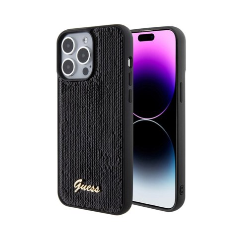 Guess Sequin Script Metal - Etui iPhone 15 Pro Max (czarny) Guess Sequin Script Metal - Etui iPhone 15 Pro Max (czarny)