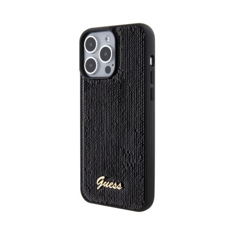 Guess Sequin Script Metal - Etui iPhone 15 Pro Max (czarny) Guess Sequin Script Metal - Etui iPhone 15 Pro Max (czarny)