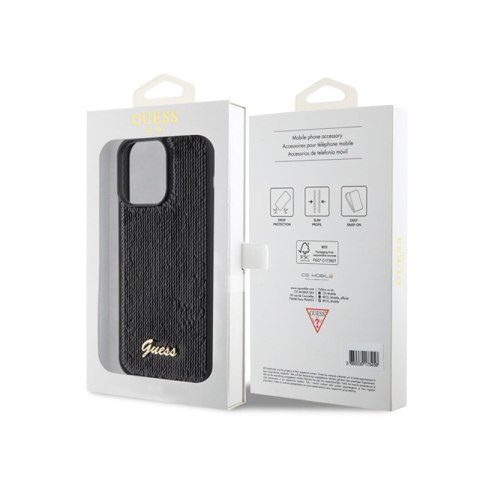Guess Sequin Script Metal - Etui iPhone 15 Pro Max (czarny) Guess Sequin Script Metal - Etui iPhone 15 Pro Max (czarny)