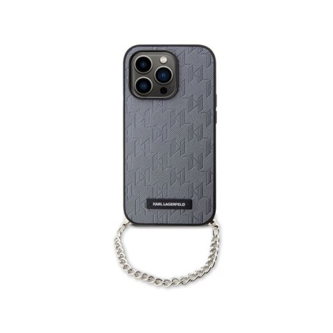 Karl Lagerfeld Saffiano Monogram Chain - Etui iPhone 14 Pro (Srebrny) Karl Lagerfeld Saffiano Monogram Chain - Etui iPhone 14 Pro (Srebrny)