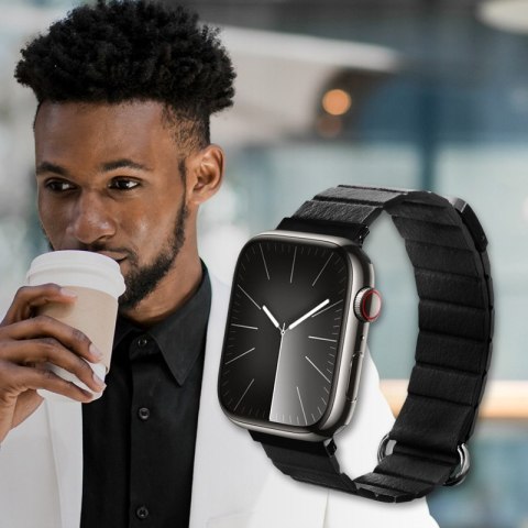 Crong Eclipse - Skórzany pasek magnetyczny Apple Watch 44/45/46/49 mm (czarny) Crong Eclipse - Skórzany pasek magnetyczny Apple Watch 44/45/46/49 mm (czarny)