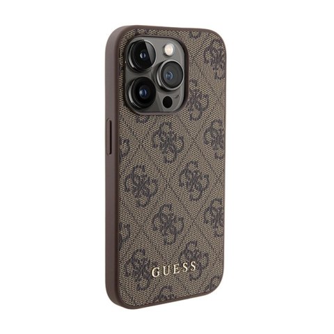 Guess 4G Metal Gold Logo - Etui iPhone 15 Pro (brązowy) Guess 4G Metal Gold Logo - Etui iPhone 15 Pro (brązowy)