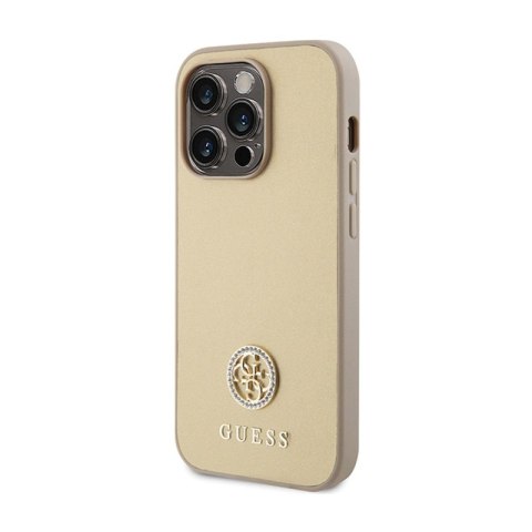 Guess 4G Strass Metal Logo - Etui iPhone 15 Pro (złoty) Guess 4G Strass Metal Logo - Etui iPhone 15 Pro (złoty)