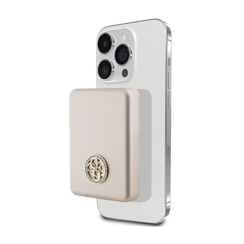 Guess 4G Strassed Metal Logo MagSafe - Power Bank indukcyjny 3000 mAh 5W MagSafe (złoty) Guess 4G Strassed Metal Logo MagSafe - Power Bank indukcyjny 3000 mAh 5W MagSafe (złoty)