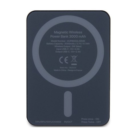 Guess Metal Script Logo MagSafe - Power Bank indukcyjny 3000 mAh 5W MagSafe (czarny) Guess Metal Script Logo MagSafe - Power Bank indukcyjny 3000 mAh 5W MagSafe (czarny)