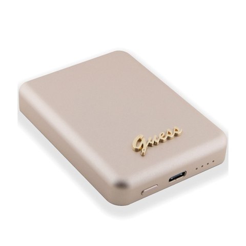 Guess Metal Script Logo MagSafe - Power Bank indukcyjny 5000 mAh 15W MagSafe (złoty) Guess Metal Script Logo MagSafe - Power Bank indukcyjny 5000 mAh 15W MagSafe (złoty)
