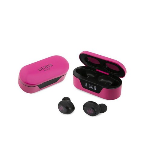 Guess True Wireless Earphones BT5.0 5H - Słuchawki TWS + etui ładujące (magenta) Guess True Wireless Earphones BT5.0 5H - Słuchawki TWS + etui ładujące (magenta)