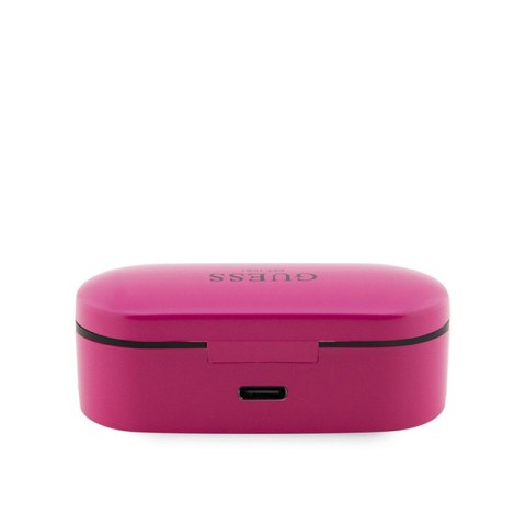 Guess True Wireless Earphones BT5.0 5H - Słuchawki TWS + etui ładujące (magenta) Guess True Wireless Earphones BT5.0 5H - Słuchawki TWS + etui ładujące (magenta)