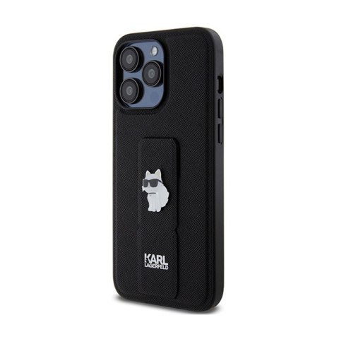 Karl Lagerfeld Gripstand Saffiano Choupette Pins - Etui iPhone 13 Pro (czarny) Karl Lagerfeld Gripstand Saffiano Choupette Pins - Etui iPhone 13 Pro (czarny)