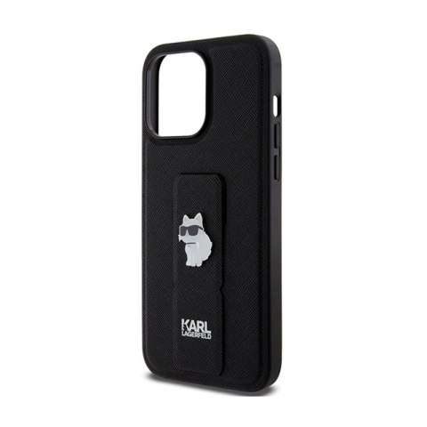 Karl Lagerfeld Gripstand Saffiano Choupette Pins - Etui iPhone 13 Pro (czarny) Karl Lagerfeld Gripstand Saffiano Choupette Pins - Etui iPhone 13 Pro (czarny)