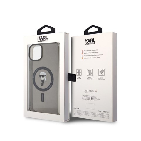 Karl Lagerfeld IML Ikonik MagSafe - Etui iPhone 15 Plus (czarny) Karl Lagerfeld IML Ikonik MagSafe - Etui iPhone 15 Plus (czarny)