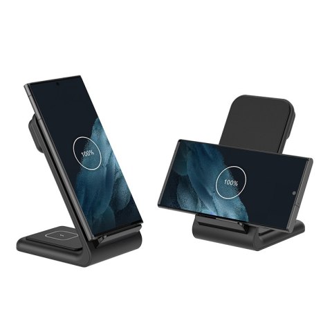 Crong PowerSpot Pivot Stand - Ładowarka bezprzewodowa 3w1 do iPhone, Samsung & Android, Galaxy Watch i słuchawek TWS (czarny) Crong PowerSpot Pivot Stand - Ładowarka bezprzewodowa 3w1 do iPhone, Samsung & Android, Galaxy Watch i słuchawek TWS (czarny)