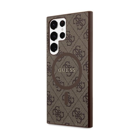 Guess 4G Collection Leather Metal Logo MagSafe - Etui Samsung Galaxy S24 Ultra (brązowy) Guess 4G Collection Leather Metal Logo MagSafe - Etui Samsung Galaxy S24 Ultra (brązowy)