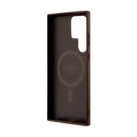 Guess 4G Collection Leather Metal Logo MagSafe - Etui Samsung Galaxy S24 Ultra (brązowy) Guess 4G Collection Leather Metal Logo MagSafe - Etui Samsung Galaxy S24 Ultra (brązowy)
