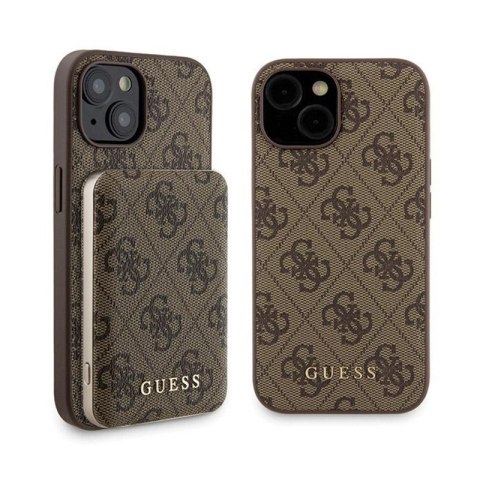 Guess Bundle Pack MagSafe 4G Metal Gold Logo - Zestaw etui + Power Bank 5000mAh MagSafe iPhone 15 (brązowy) Guess Bundle Pack MagSafe 4G Metal Gold Logo - Zestaw etui + Power Bank 5000mAh MagSafe iPhone 15 (brązowy)