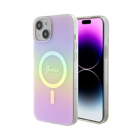 Guess IML Iridescent MagSafe - Etui iPhone 15 (różowy) Guess IML Iridescent MagSafe - Etui iPhone 15 (różowy)