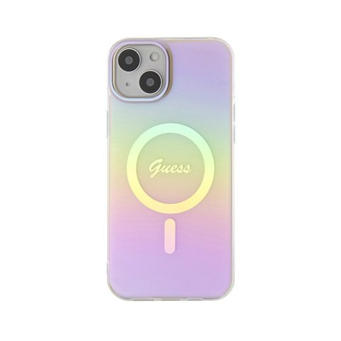 Guess IML Iridescent MagSafe - Etui iPhone 15 (różowy) Guess IML Iridescent MagSafe - Etui iPhone 15 (różowy)