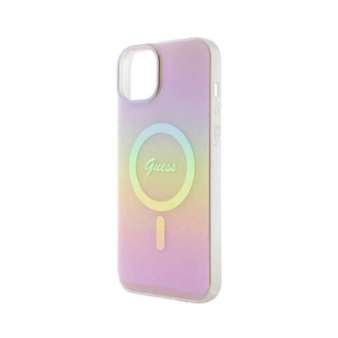Guess IML Iridescent MagSafe - Etui iPhone 15 (różowy) Guess IML Iridescent MagSafe - Etui iPhone 15 (różowy)