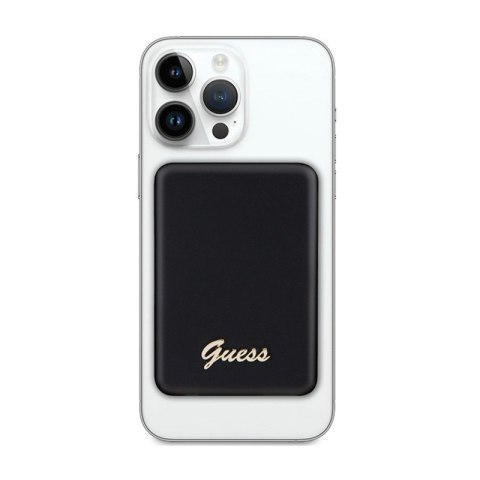 Guess Metal Script Logo MagSafe - Power Bank indukcyjny 5000 mAh 15W MagSafe (czarny) Guess Metal Script Logo MagSafe - Power Bank indukcyjny 5000 mAh 15W MagSafe (czarny)