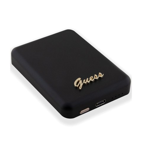 Guess Metal Script Logo MagSafe - Power Bank indukcyjny 5000 mAh 15W MagSafe (czarny) Guess Metal Script Logo MagSafe - Power Bank indukcyjny 5000 mAh 15W MagSafe (czarny)