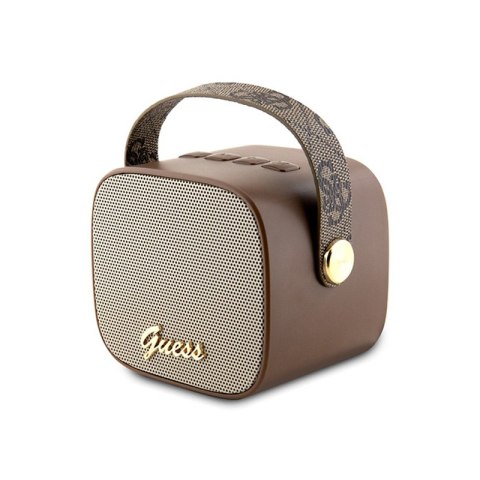 Guess Mini Bluetooth Speaker 4G Leather Script Logo with Strap - Głośnik Bluetooth V5.3 (brązowy) Guess Mini Bluetooth Speaker 4G Leather Script Logo with Strap - Głośnik Bluetooth V5.3 (brązowy)