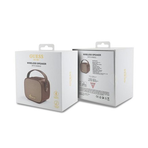 Guess Mini Bluetooth Speaker 4G Leather Script Logo with Strap - Głośnik Bluetooth V5.3 (brązowy) Guess Mini Bluetooth Speaker 4G Leather Script Logo with Strap - Głośnik Bluetooth V5.3 (brązowy)