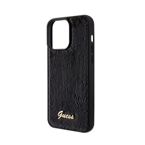 Guess Sequin Script Metal - Etui iPhone 15 Pro (czarny) Guess Sequin Script Metal - Etui iPhone 15 Pro (czarny)