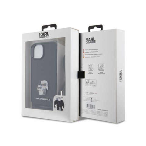 Karl Lagerfeld Crossbody Saffiano Metal Pin Karl & Choupette - Etui iPhone 15 (czarny) Karl Lagerfeld Crossbody Saffiano Metal Pin Karl & Choupette - Etui iPhone 15 (czarny)
