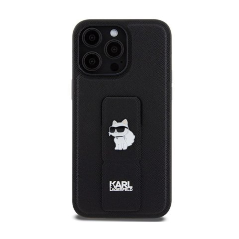 Karl Lagerfeld Gripstand Saffiano Choupette Pins - Etui iPhone 13 Pro Max (czarny) Karl Lagerfeld Gripstand Saffiano Choupette Pins - Etui iPhone 13 Pro Max (czarny)
