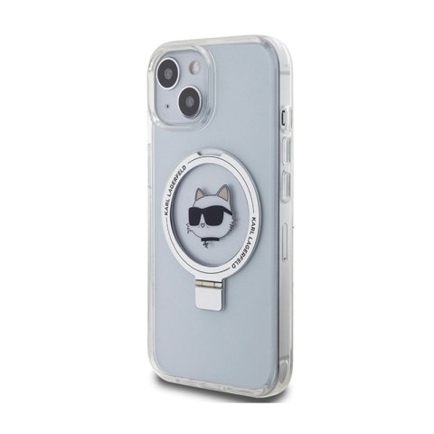 Karl Lagerfeld Ring Stand Choupette Head MagSafe - Etui iPhone 15 (biały) Karl Lagerfeld Ring Stand Choupette Head MagSafe - Etui iPhone 15 (biały)