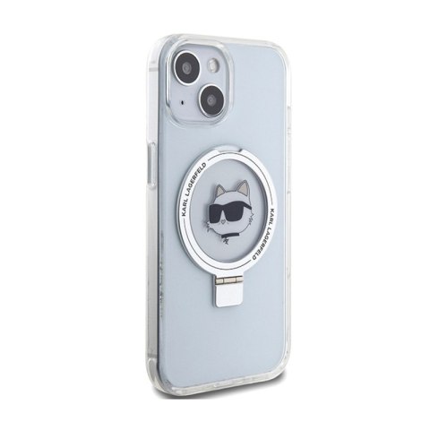 Karl Lagerfeld Ring Stand Choupette Head MagSafe - Etui iPhone 15 (biały) Karl Lagerfeld Ring Stand Choupette Head MagSafe - Etui iPhone 15 (biały)