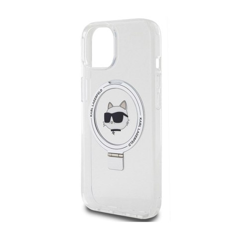 Karl Lagerfeld Ring Stand Choupette Head MagSafe - Etui iPhone 15 (biały) Karl Lagerfeld Ring Stand Choupette Head MagSafe - Etui iPhone 15 (biały)