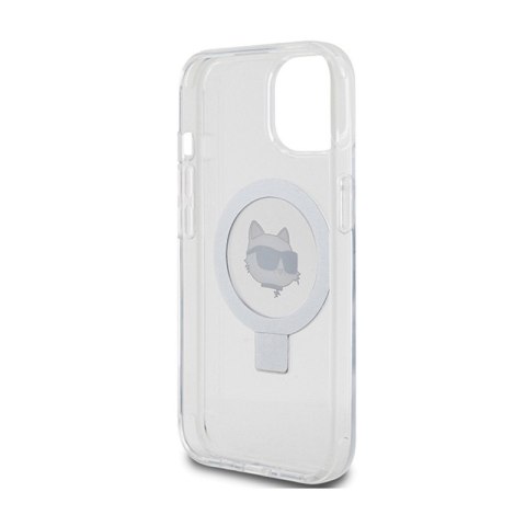 Karl Lagerfeld Ring Stand Choupette Head MagSafe - Etui iPhone 15 (biały) Karl Lagerfeld Ring Stand Choupette Head MagSafe - Etui iPhone 15 (biały)