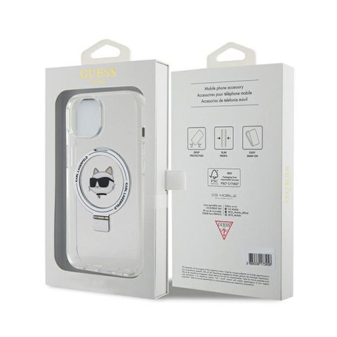 Karl Lagerfeld Ring Stand Choupette Head MagSafe - Etui iPhone 15 (biały) Karl Lagerfeld Ring Stand Choupette Head MagSafe - Etui iPhone 15 (biały)