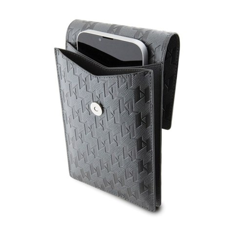 Karl Lagerfeld Saffiano Monogram Choupette - Torebka crossbody na telefon (srebrny) Karl Lagerfeld Saffiano Monogram Choupette - Torebka crossbody na telefon (srebrny)