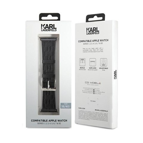 Karl Lagerfeld Saffiano Monogram - Pasek do Apple Watch 38/40/41 mm (czarny) Karl Lagerfeld Saffiano Monogram - Pasek do Apple Watch 38/40/41 mm (czarny)