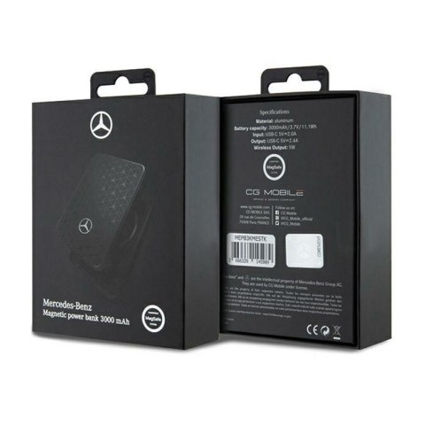 Mercedes Stars Pattern MagSafe - Power Bank indukcyjny 3000 mAh 5W MagSafe (czarny) Mercedes Stars Pattern MagSafe - Power Bank indukcyjny 3000 mAh 5W MagSafe (czarny)