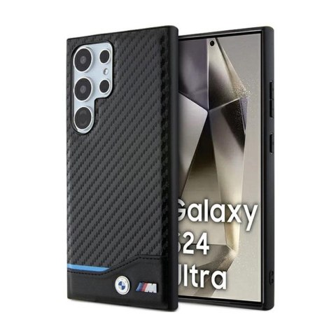 BMW Leather Carbon Blue Line - Etui Samsung Galaxy S24 Ultra (czarny) BMW Leather Carbon Blue Line - Etui Samsung Galaxy S24 Ultra (czarny)