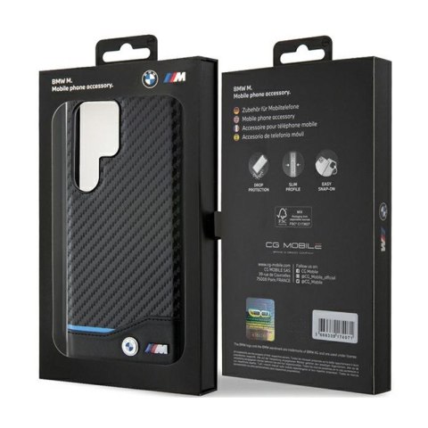 BMW Leather Carbon Blue Line - Etui Samsung Galaxy S24 Ultra (czarny) BMW Leather Carbon Blue Line - Etui Samsung Galaxy S24 Ultra (czarny)