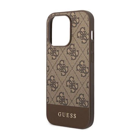 Guess 4G Bottom Stripe Metal Logo Collection - Etui iPhone 14 Pro Max (brązowy) Guess 4G Bottom Stripe Metal Logo Collection - Etui iPhone 14 Pro Max (brązowy)