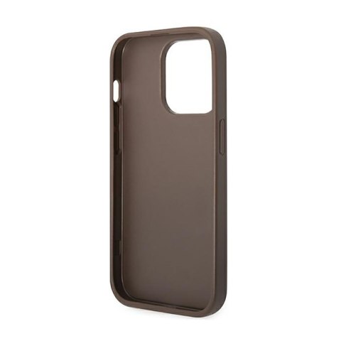 Guess 4G Bottom Stripe Metal Logo Collection - Etui iPhone 14 Pro Max (brązowy) Guess 4G Bottom Stripe Metal Logo Collection - Etui iPhone 14 Pro Max (brązowy)