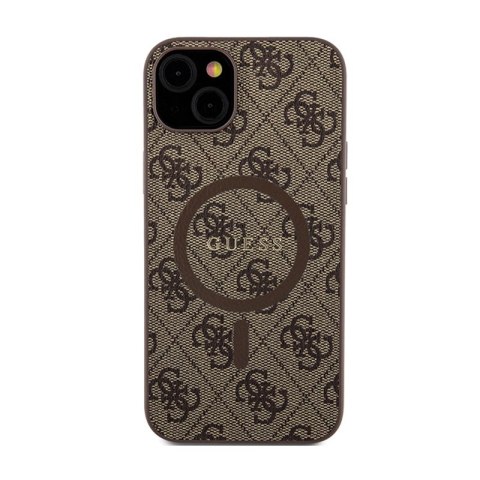 Guess 4G Collection Leather Metal Logo MagSafe - Etui iPhone 15 Plus / 14 Plus (brązowy) Guess 4G Collection Leather Metal Logo MagSafe - Etui iPhone 15 Plus / 14 Plus (brązowy)