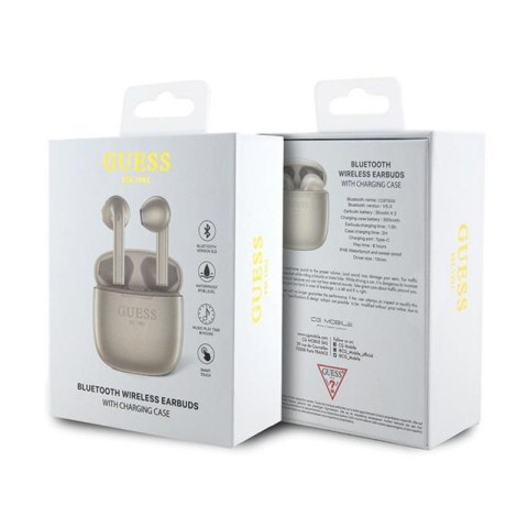 Guess True Wireless Script Logo BT5.3 - Słuchawki TWS + etui ładujące (złoty) Guess True Wireless Script Logo BT5.3 - Słuchawki TWS + etui ładujące (złoty)