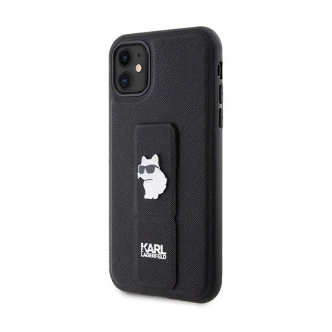 Karl Lagerfeld Gripstand Saffiano Choupette Pins - Etui iPhone 11 (czarny) Karl Lagerfeld Gripstand Saffiano Choupette Pins - Etui iPhone 11 (czarny)